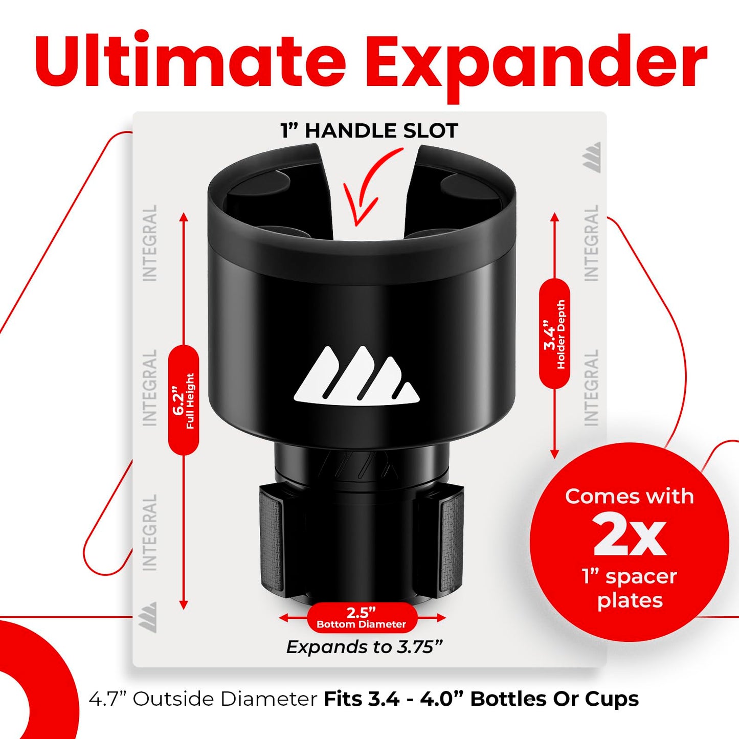 Integral Ultimate Car Cup Holder Expander – Adjustable Base